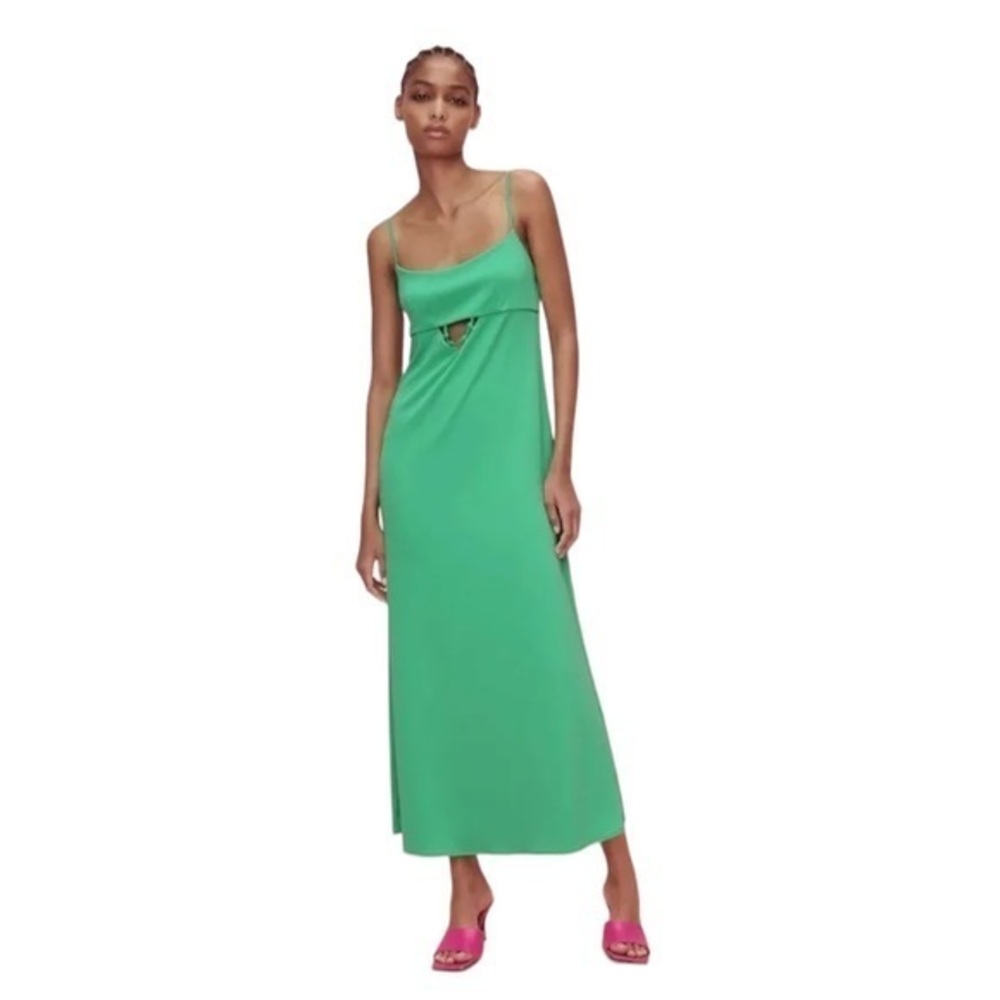ZARA Women's Cut Out Green Maxi Dress Size Large NEW/NWT‎ - Picture 8 of 8